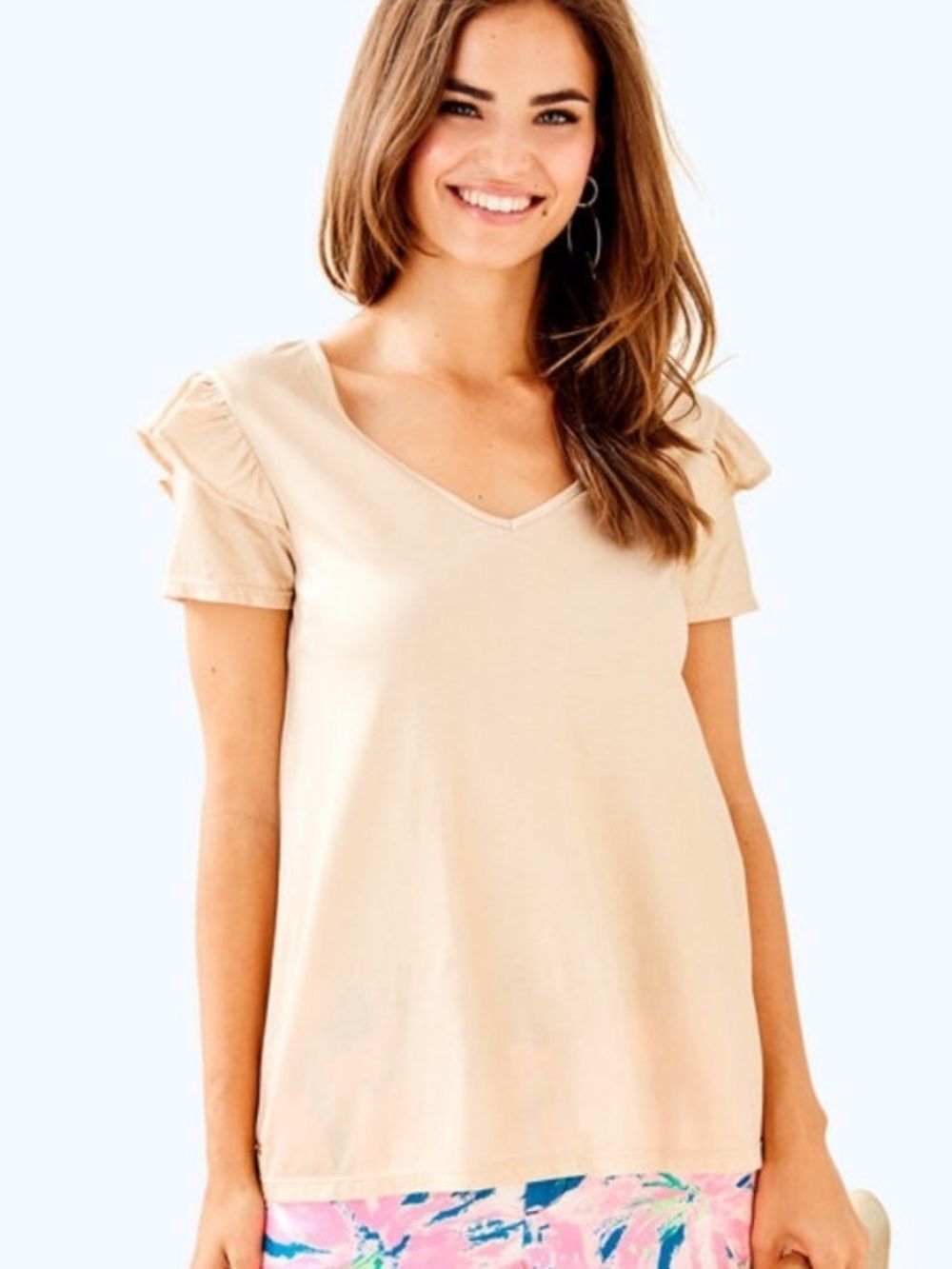 Lilly Pulitzer Samira Top Shimmer Sandbar Womens Medium